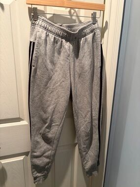 Women’s Adidas Gray Jogger Sweatpants with Black Side Stripes